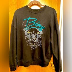 Anine Bing Kenny Panther Sweatshirt In Black Size Small